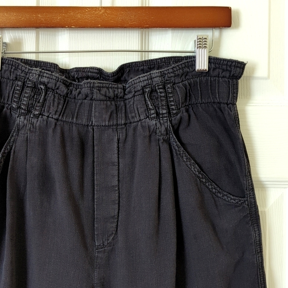 Anthropologie Malin Soft Woven High Waisted Tapered Leg Utility Pants Black SP - Picture 8 of 14